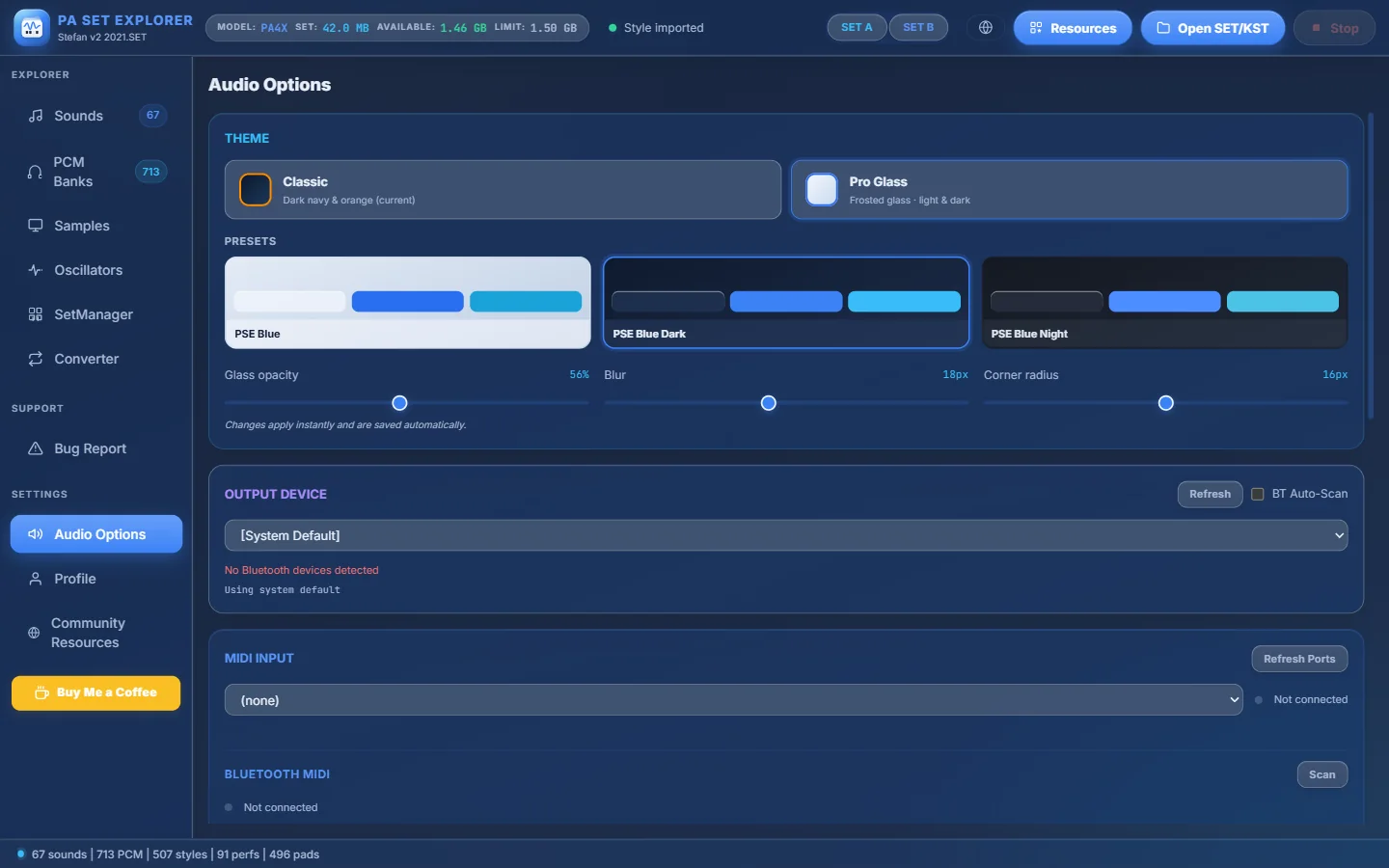Audio Options (top).