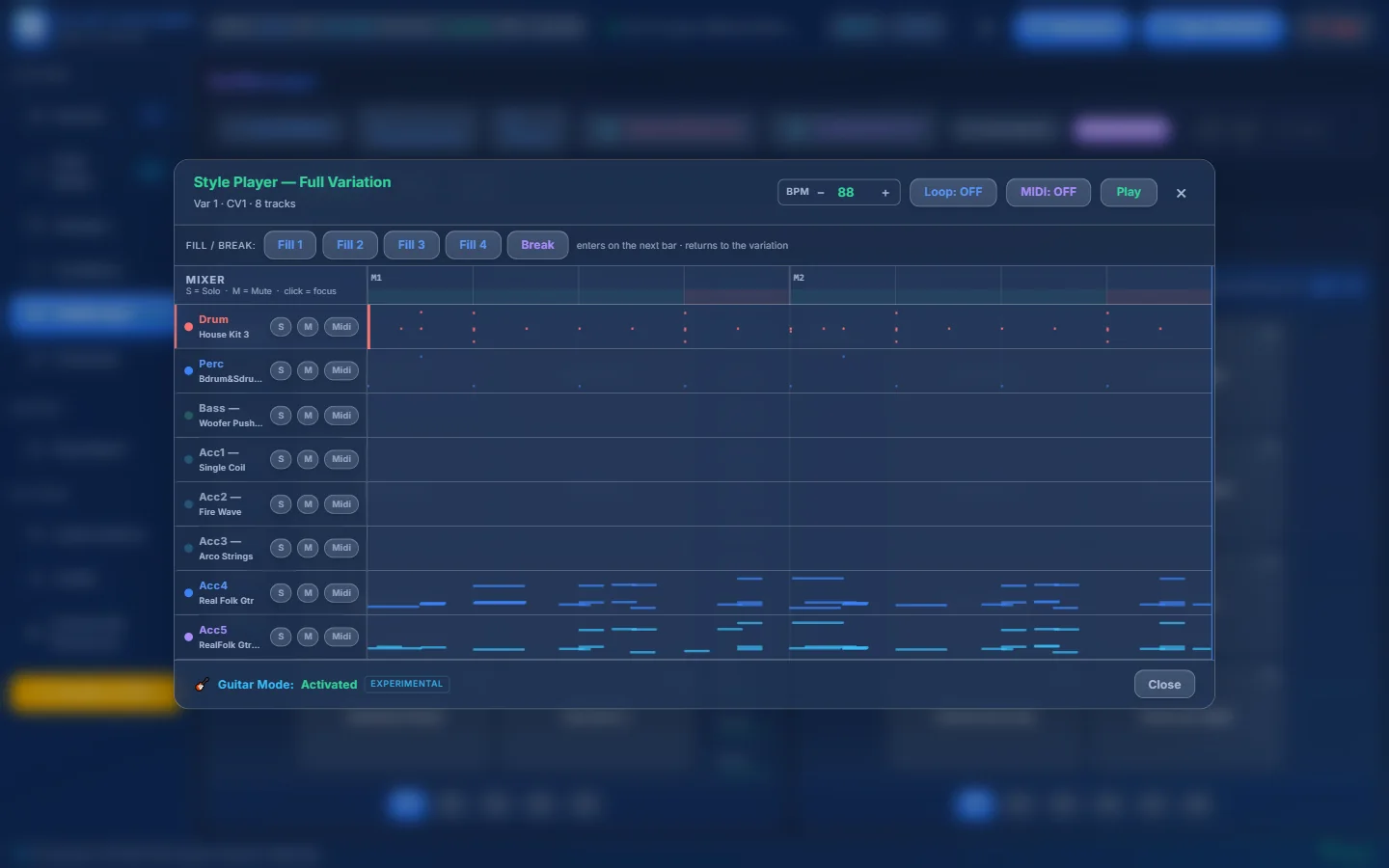 KORG Style Player — “Guitar Pop”, Var 1.