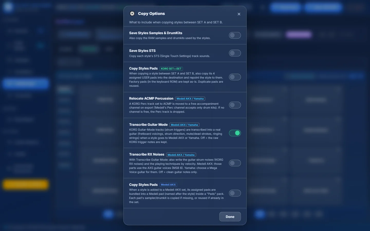 Copy Options.